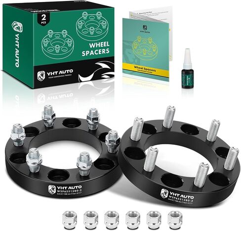 YHTAUTO 6x5.5 Wheel Spacers 1 inch Fits Chevrolet Silverado, Tahoe, C/K, GMC Sierra,Yukon, Cadillac Escalade, Forged 6x139.7mm Tire Spacers 25mm with M14x1.5 Studs 108mm Hub Bore 2Pcs, Black in Saudi Arabia