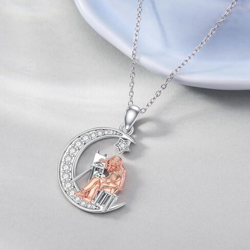 PROESS Guitar/Violin/Flute/Cello/Painting/Piano/Ballet Necklace 925 Sterling Silver Moon Pendant Necklace Artist Music Dance Jewelry for Women in Saudi Arabia