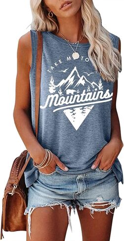 Nature Sunrise Tank Top for Women Summer Hiking Graphic Tops in Saudi Arabia
