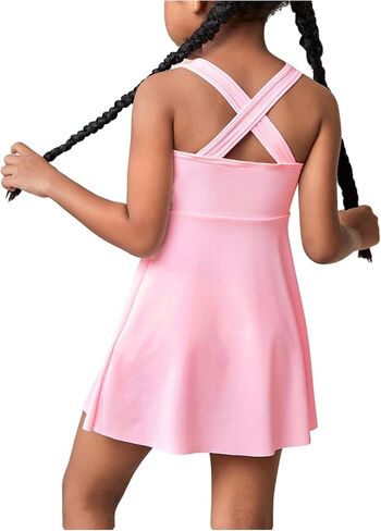 WDIRARA Toddler Girl's Tennis Dress Sleeveless Crisscross Back Athletic Workout Tank Dresses in Saudi Arabia
