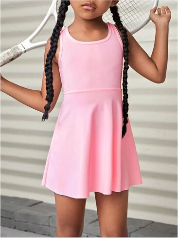 WDIRARA Toddler Girl's Tennis Dress Sleeveless Crisscross Back Athletic Workout Tank Dresses in Saudi Arabia