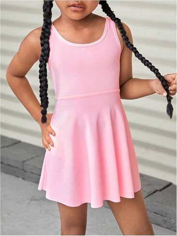WDIRARA Toddler Girl's Tennis Dress Sleeveless Crisscross Back Athletic Workout Tank Dresses in Saudi Arabia