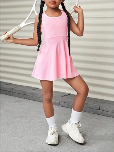 WDIRARA Toddler Girl's Tennis Dress Sleeveless Crisscross Back Athletic Workout Tank Dresses in Saudi Arabia