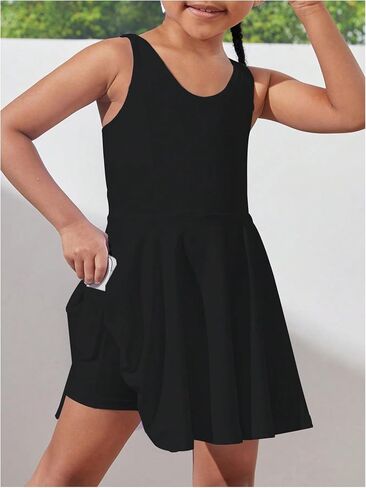 WDIRARA Toddler Girl's Tennis Dress Sleeveless Crisscross Back Athletic Workout Tank Dresses in Saudi Arabia