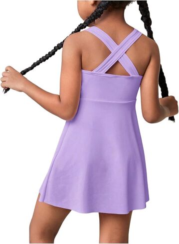 WDIRARA Toddler Girl's Tennis Dress Sleeveless Crisscross Back Athletic Workout Tank Dresses in Saudi Arabia