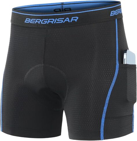 BERGRISAR 3D Padded Bike Shorts for Men Cycling Underwear with Pockets Biking Bicycle Undershorts in Saudi Arabia