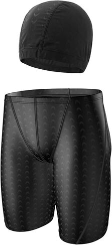 Boys Swim Jammers Swim Trunks Kids Competitive Swim Team Suit Athletic Quick Dry Swimming Shorts with Cap UPF 50+ in Saudi Arabia