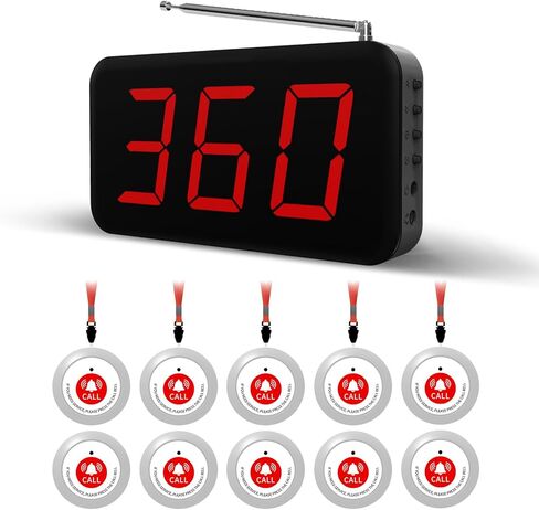 زر اتصال لمقدمي الرعاية يزيد عن 2000 قدم، جرس اتصال مع 10 أجهزة إنذار مقاومة للماء وجهاز استقبال واحد، نظام استدعاء الممرضات لكبار السن والمرضى، نظام اتصال لاسلكي للمطعم|العيادة|منزل التمريض in Kuwait