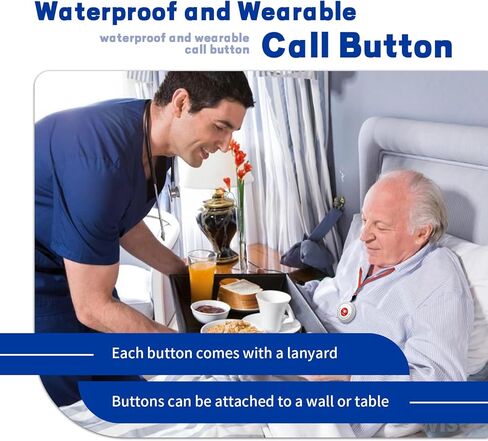 زر اتصال لمقدمي الرعاية يزيد عن 2000 قدم، جرس اتصال مع 10 أجهزة إنذار مقاومة للماء وجهاز استقبال واحد، نظام استدعاء الممرضات لكبار السن والمرضى، نظام اتصال لاسلكي للمطعم|العيادة|منزل التمريض in Kuwait
