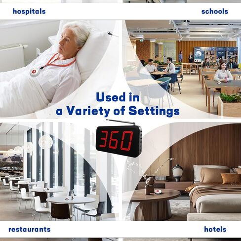 زر اتصال لمقدمي الرعاية يزيد عن 2000 قدم، جرس اتصال مع 10 أجهزة إنذار مقاومة للماء وجهاز استقبال واحد، نظام استدعاء الممرضات لكبار السن والمرضى، نظام اتصال لاسلكي للمطعم|العيادة|منزل التمريض in Kuwait