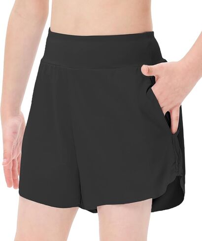 شورتات رياضية للبنات عالية الخصر مع جيوب خفيفة الوزن ناعمة سريعة الجفاف الرياضة in Kuwait