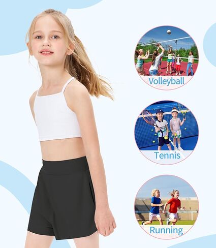 شورتات رياضية للبنات عالية الخصر مع جيوب خفيفة الوزن ناعمة سريعة الجفاف الرياضة in Kuwait