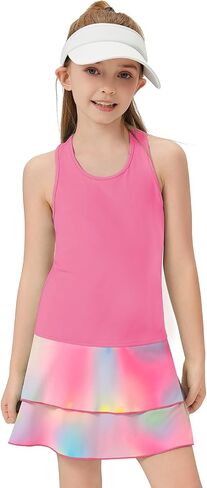 Soneven Girls Tennis Dresses Sleeveless Golf Dress with Shorts Pickle Ball Athletic Dress Tennis Outfits in Saudi Arabia