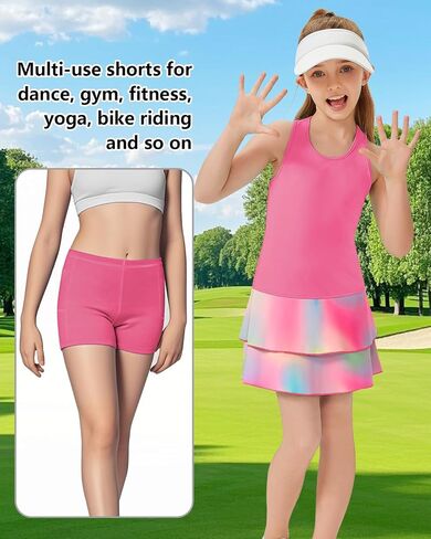 Soneven Girls Tennis Dresses Sleeveless Golf Dress with Shorts Pickle Ball Athletic Dress Tennis Outfits in Saudi Arabia