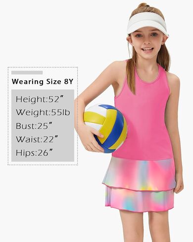 Soneven Girls Tennis Dresses Sleeveless Golf Dress with Shorts Pickle Ball Athletic Dress Tennis Outfits in Saudi Arabia