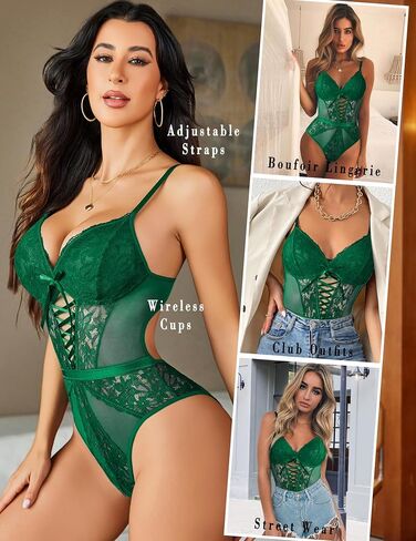 Avidlove Sexy Lingerie for Women Lace Teddy Lingerie Cut Out One Piece Lingerie Bodysuit Top Clubwear in Saudi Arabia