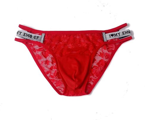 Men's Sexy Lace Underwear Low Rise Bugle Pouch Bikini Briefs Sissy Lingerie in Kuwait