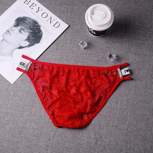 Men's Sexy Lace Underwear Low Rise Bugle Pouch Bikini Briefs Sissy Lingerie in Kuwait