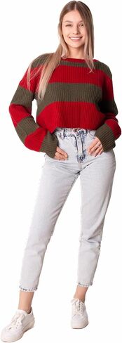 Madore Red and Green Striped Sweater Cropped Women - Plus Nightmare Knit Crop Top Halloween Costume Cosplay in Saudi Arabia