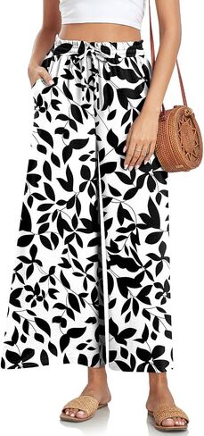 Bestbee Women's Palazzo Pants Dressy Casual Wide Leg Slacks Elastic Waist with Pockets in Saudi Arabia