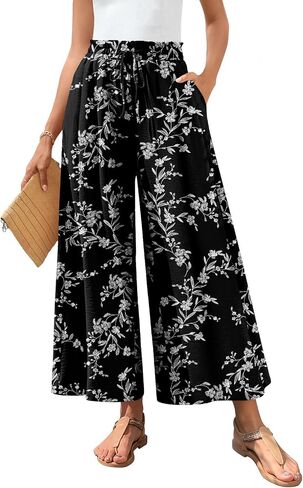 Bestbee Women's Palazzo Pants Dressy Casual Wide Leg Slacks Elastic Waist with Pockets in Saudi Arabia
