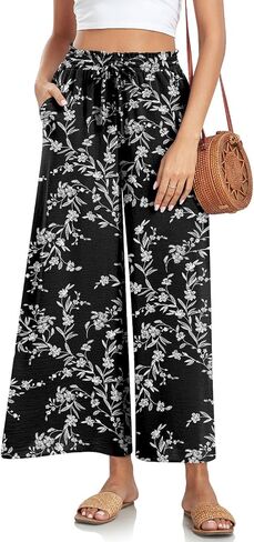 Bestbee Women's Palazzo Pants Dressy Casual Wide Leg Slacks Elastic Waist with Pockets in Saudi Arabia
