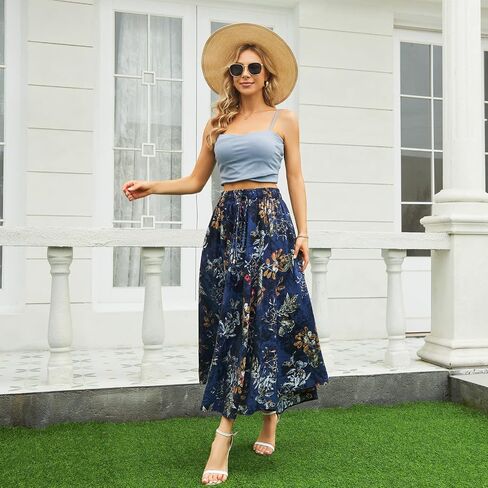 Maxi Skirts for Women with Pockets Long Midi Length Casual Skirt for Beach Party Holiday in Saudi Arabia