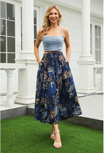 Maxi Skirts for Women with Pockets Long Midi Length Casual Skirt for Beach Party Holiday in Saudi Arabia