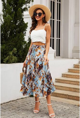 Maxi Skirts for Women with Pockets Long Midi Length Casual Skirt for Beach Party Holiday in Kuwait