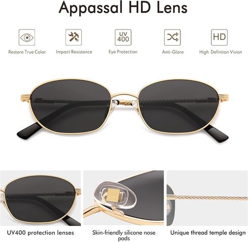 Retro Small Oval Sunglasses For Women Men Hexagonal Rectangle Metal Sun Glasses AP3716 in Kuwait