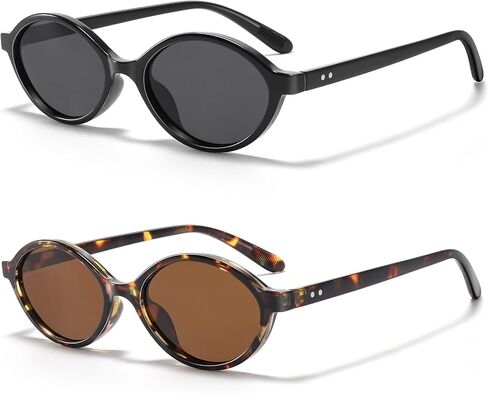 Retro Oval Polarized Sunglasses for Women Small Trendy Sun Glasses Sunnies UV400 Protection in Saudi Arabia
