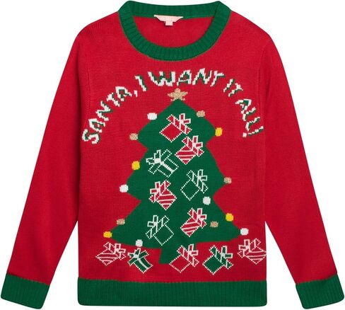 Girls' Ugly Christmas Sweater - Holiday Party Novelty Crew Neck Pullover - Ugly Xmas Sweaters for Kids (Sizes: 4-16) in Kuwait