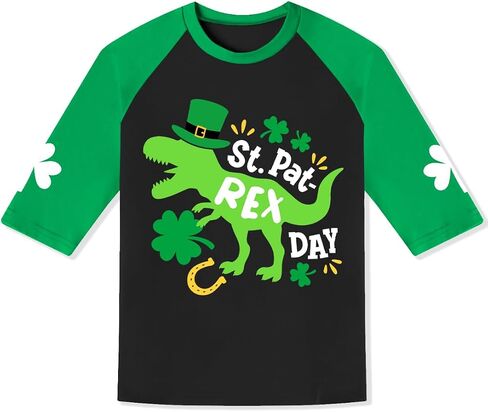 BesserBay Unisex Kids' St. Patrick's Day Lucky Shamrock Raglan Sleeve T-Shirt Irish Clover Tee 1-10 Years in Kuwait