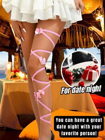 Bow Leg Wraps For Women, Rave Festival Accessories, Elastic Fit 0-18, Sexy EDM Outfit Music Concert Club Costume in Saudi Arabia