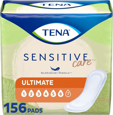 Tena Incontinence Pads, Bladder Control & Postpartum for Women, Ultimate Absorbency, Extra Coverage, Long Length, Sensitive Care - 52 Count in Saudi Arabia