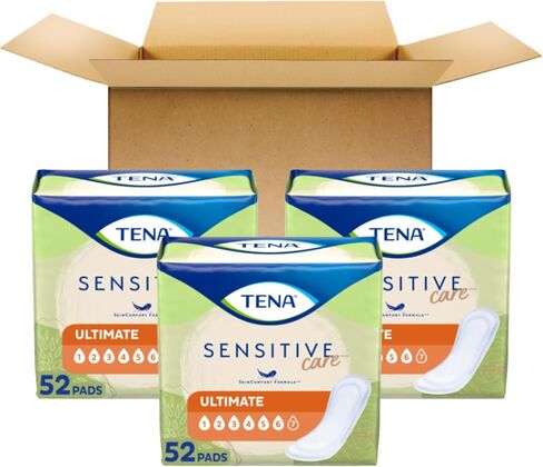 Tena Incontinence Pads, Bladder Control & Postpartum for Women, Ultimate Absorbency, Extra Coverage, Long Length, Sensitive Care - 52 Count in Saudi Arabia