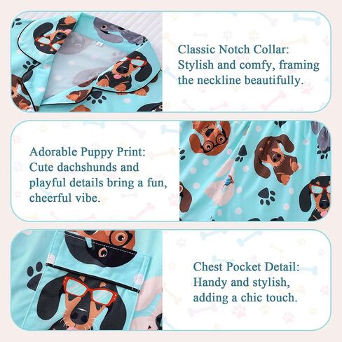 Short Pajamas for Women Cute Print 2 Piece Pajama Set Short Sleeve Button Down Sleepwear Lapel Shirt Pj Short Set in Saudi Arabia