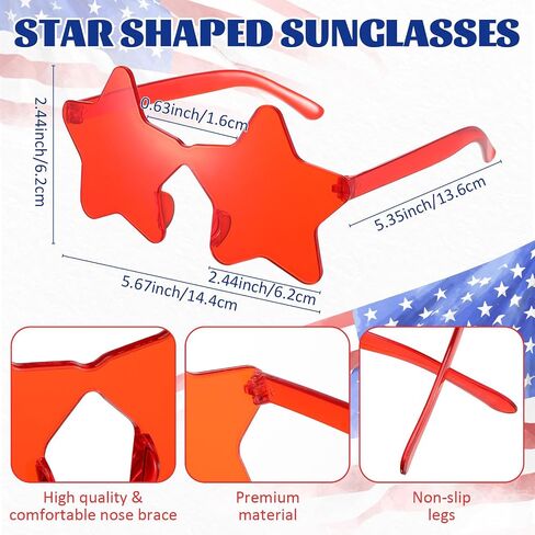 Xuhal Star Shaped Sunglasses Bulk 4th of July Star Glasses Patriotic Glasses for Independence Day Party Favors in Saudi Arabia