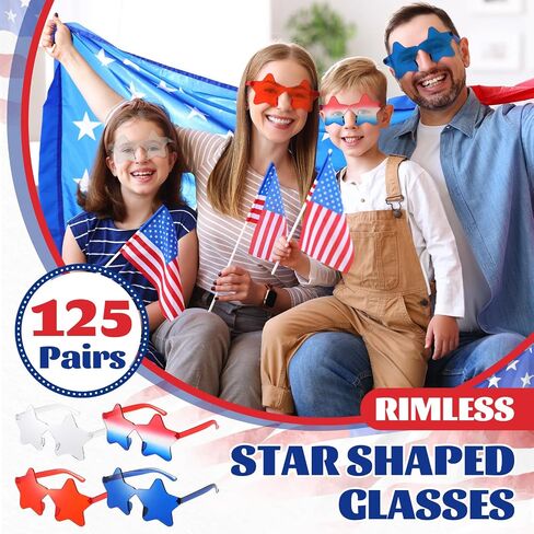 Xuhal Star Shaped Sunglasses Bulk 4th of July Star Glasses Patriotic Glasses for Independence Day Party Favors in Saudi Arabia