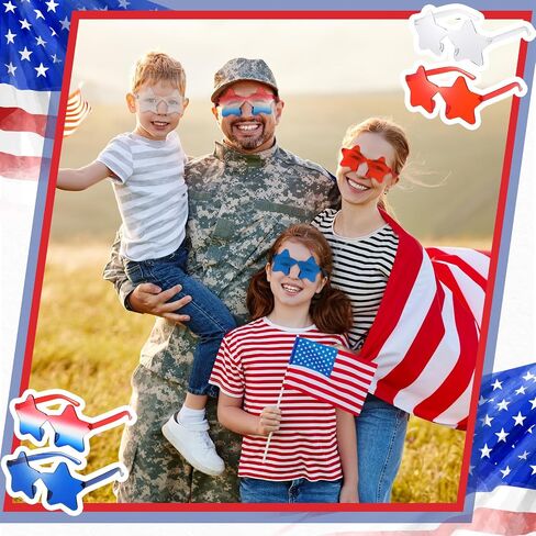 Xuhal Star Shaped Sunglasses Bulk 4th of July Star Glasses Patriotic Glasses for Independence Day Party Favors in Saudi Arabia