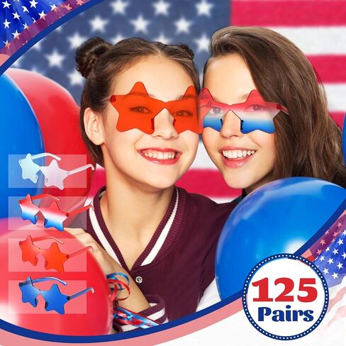 Xuhal Star Shaped Sunglasses Bulk 4th of July Star Glasses Patriotic Glasses for Independence Day Party Favors in Saudi Arabia