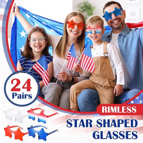 Xuhal Star Shaped Sunglasses Bulk 4th of July Star Glasses Patriotic Glasses for Independence Day Party Favors in Saudi Arabia