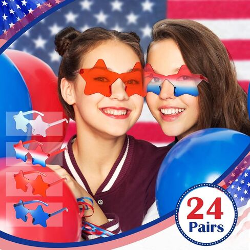 Xuhal Star Shaped Sunglasses Bulk 4th of July Star Glasses Patriotic Glasses for Independence Day Party Favors in Saudi Arabia