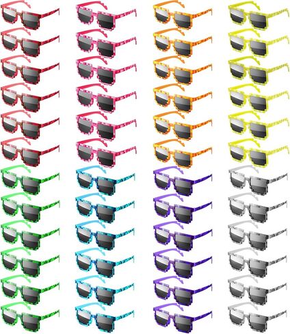 24/48 Pack Pixel Sunglasses Bulk, Gamer Robot Pixelated Mosaic Sunglasses Pixel Glasses Birthday Party Favors Supplies in Saudi Arabia