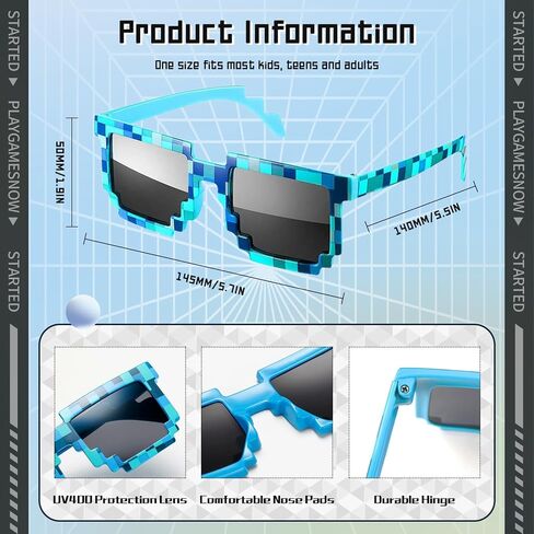 24/48 Pack Pixel Sunglasses Bulk, Gamer Robot Pixelated Mosaic Sunglasses Pixel Glasses Birthday Party Favors Supplies in Saudi Arabia
