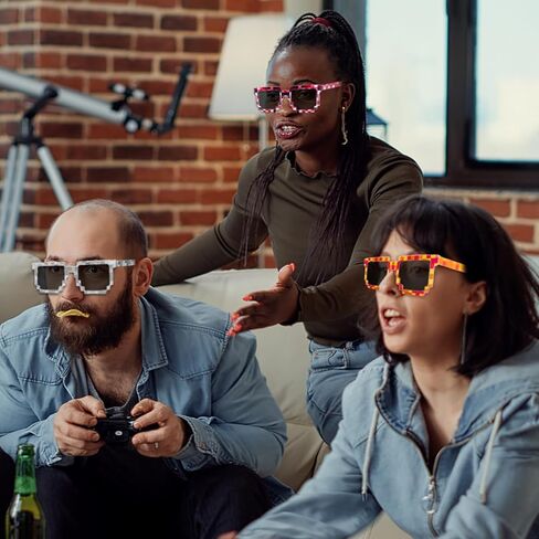 24/48 Pack Pixel Sunglasses Bulk, Gamer Robot Pixelated Mosaic Sunglasses Pixel Glasses Birthday Party Favors Supplies in Saudi Arabia