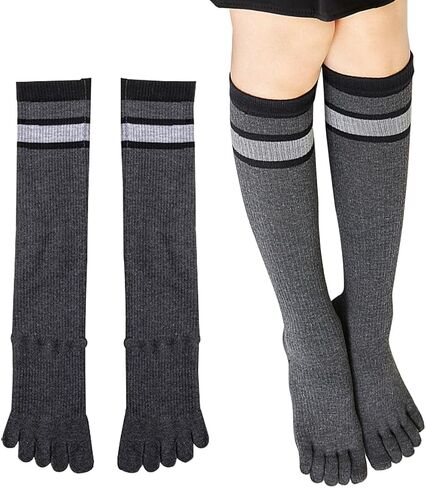 Pursuestar Cotton Long Five Finger Toe Socks Knee High Elastic Thick Seperated Socks Leg Warmers for Women Girls in Saudi Arabia