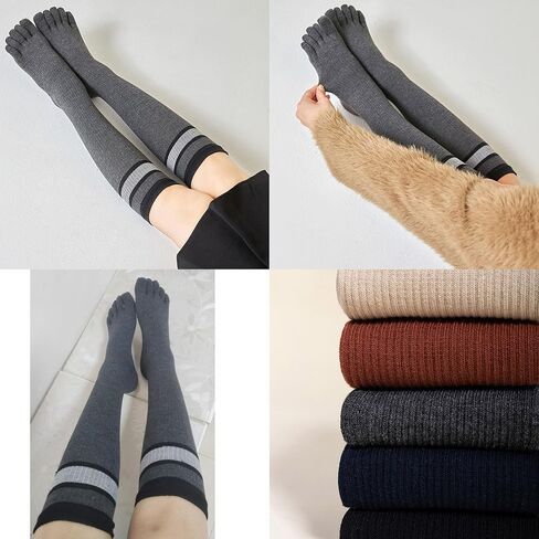 Pursuestar Cotton Long Five Finger Toe Socks Knee High Elastic Thick Seperated Socks Leg Warmers for Women Girls in Saudi Arabia