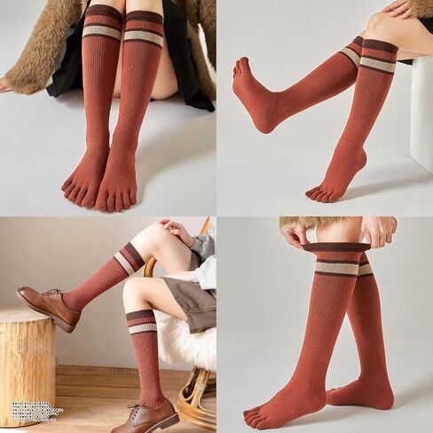 Pursuestar Cotton Long Five Finger Toe Socks Knee High Elastic Thick Seperated Socks Leg Warmers for Women Girls in Saudi Arabia