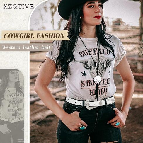XZQTIVE Women Western Belt For Cowgirl Cowboy Pants Jeans With West Carved Floral Design in Saudi Arabia